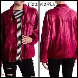 Free People Pink Velvet Trucker Jacket Size  M/L